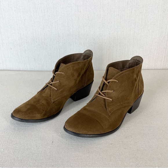 Xappeal Kai Faux Suede Neutral Rich Cognac Brown Lace-Up Ankle Booties - Size 9 - Picture 3 of 14